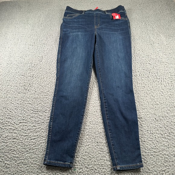 Spanx Pull On Ankle Skinny Jeans Womens Large Blue Midnight Shade High Rise NWT - Picture 1 of 14